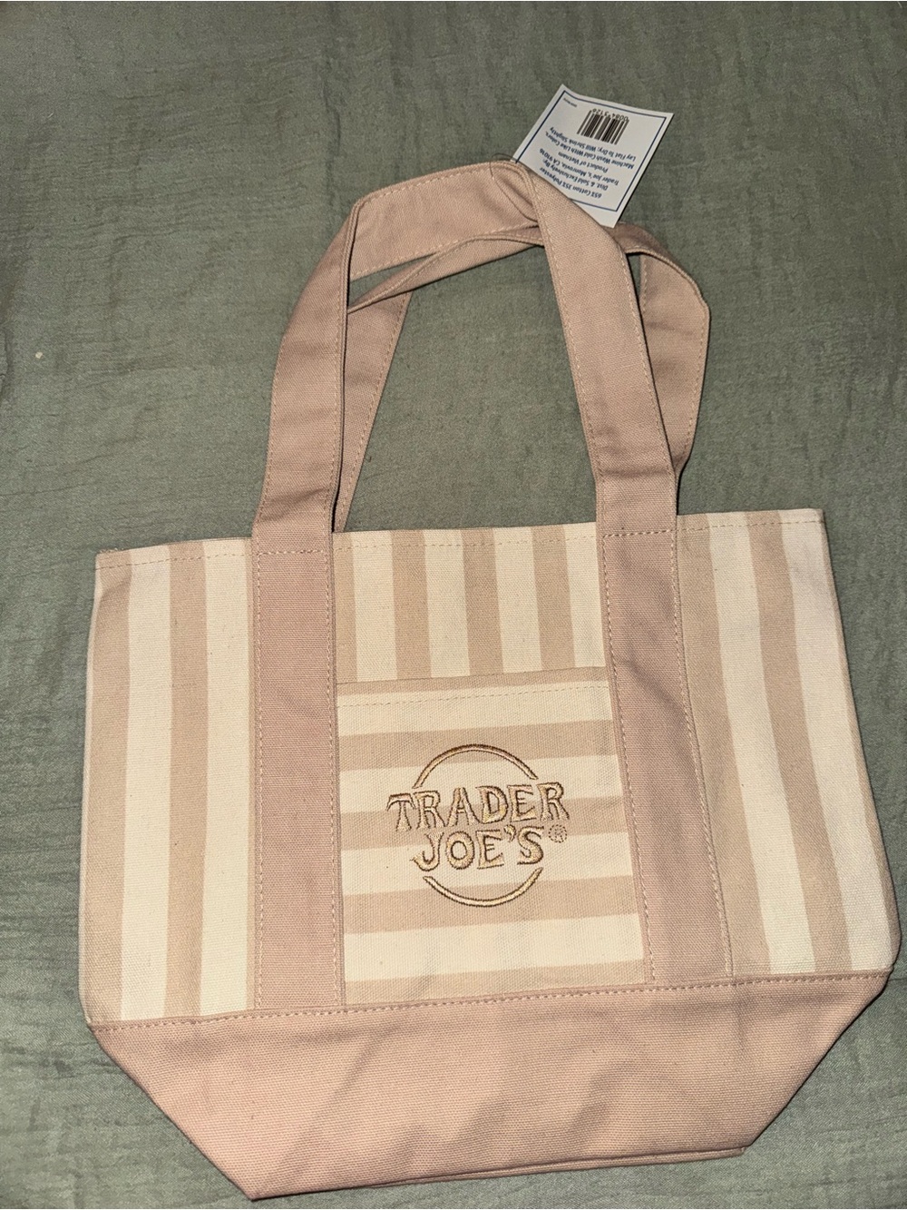 Tan viral Trader Joe’s Stripe Canvas Tote Bag